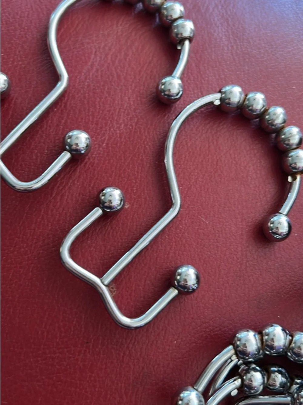 Pottery Barn Silver Shower Curtain Hooks with Beaded Accents